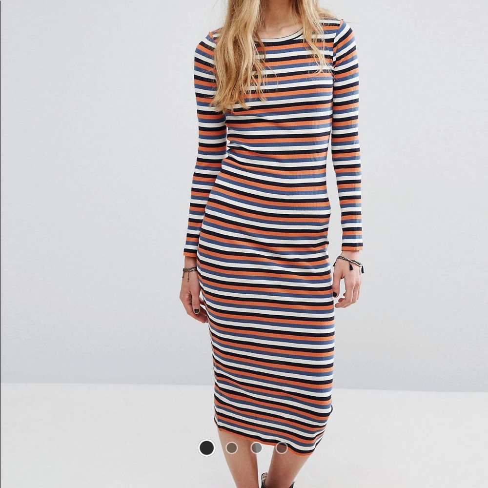 ASOS ribbed stripe midi dress